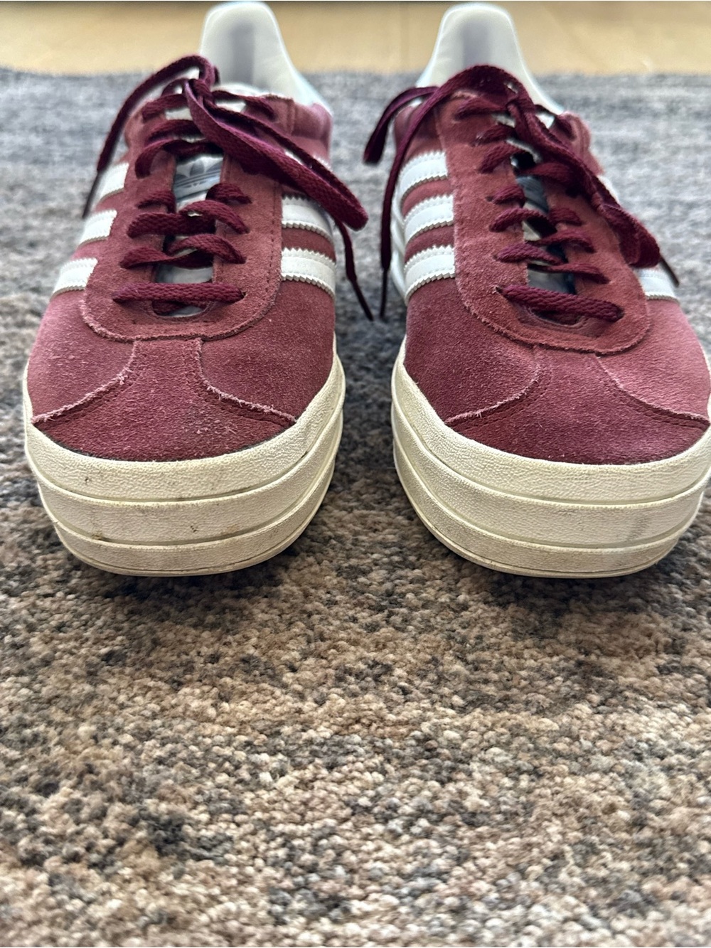 adidas Originals Gazelle Bold trainers in shadow red and cloud white - Picture 6 of 12